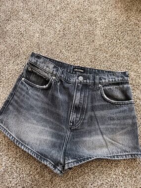 GRLFRND Washed Charcoal High-Rise Denim Shorts